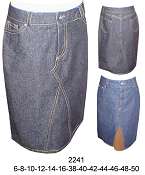 2241 Falda Jeans  Asimetrica Tallas: 6-8-10-12-14-16-38-40-42-44-46-48-50