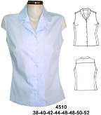 4510 Blusa Cuello Sport sin Mangas Entallada con Costadillo Tallas:38 al 52 Tela: Popelina, Kochivo