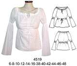 4519 Blusa Gitana con Amarra Bajo Busto Tallas: 6 al 16 -38 al 48 Tela: Broderie ,Popelina