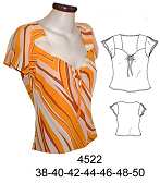 4522 Blusa Cortada al Sesgo con Amarra en Escote Tallas: 38 al 48 Tela: Grepe Gaza, Kochivo.