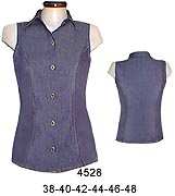 4528 Blusa Corte Princesa Entallada Tallas: 38-40-42-44-46-48 Tela:Popelina, Mezclilla 7onz.,Broderie