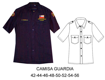 Camisa Guardia, Tallas: 42 a la 56, Telas: Popelina - Gabardina (Delgada), Consumo: (Talla 50) 1.50 mts. aprox.