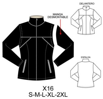 X16 Casaca mujer con manga desmontable