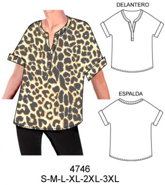 4746 BLUSA OVERSIZE CUELLO MAO