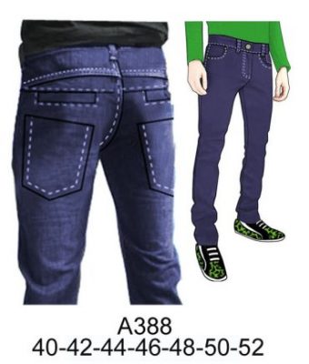 A388 PANTALON PITILLO HOMBRE TIRO CORTO (21 CMS.) CON DOBLE ALTURA BOLSILLO OJAL Y PARCHE