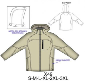 X49 CHAQUETA SOFT SHELL CON CUELLO Y GORRO DESMONTABLE