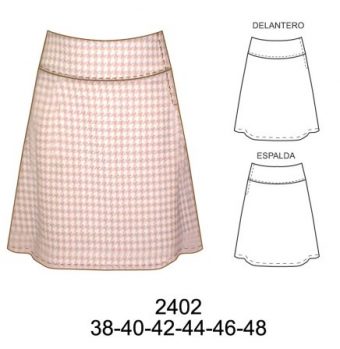 2402 FALDA A LA CADERA CON PRETINA ANCHA (LARGO 53 CM)