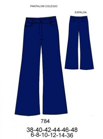 784   PANTALON ESCOLAR CON BOLSILLO TIRO DELANTERO DE 19 CMS. Y BASTA DE 31 CMS.(T.40)