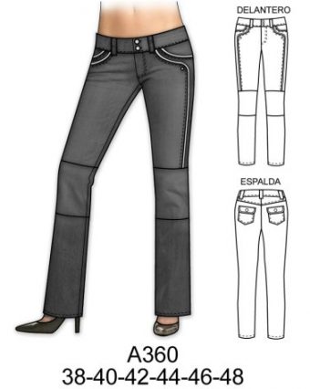 A360 PANTALON DE DAMA CON CORTES EN LA RODILLA