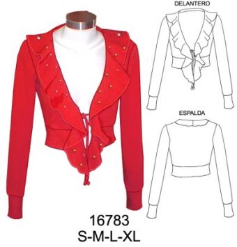 16783 CHALECO DAMA CON AMARRA EN DELANTERO, PRETINA Y puno