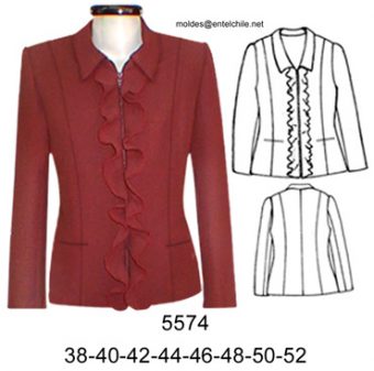 5574 BLAZER CON CIERRE Y RUCHA CORTE SOBRE BUSTO LARGO 64 CM