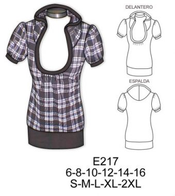 E217 POLERA CON GORRO, ESCOTE REDONDO Y PRETINA ANCHA