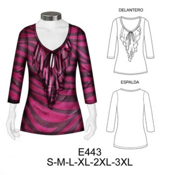 E443? POLERA ESCOTE EN V CON RUCHA Y AMARRA