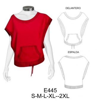 E445 POLERON ESCOTADO, FRANELA - RIB / JERSEY RIB