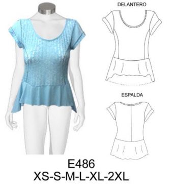E486 POLERA CON FALDON SEMI EVASE CON COLA
