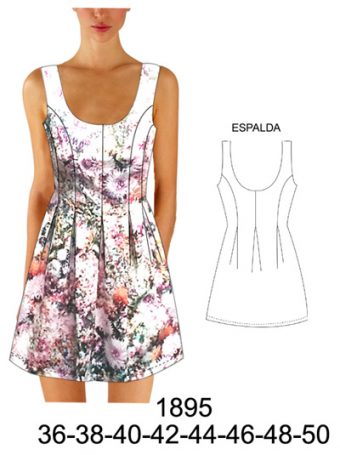 1895 VESTIDO CORTE PRINCESA CON PLIEGUEZ CENTRALES