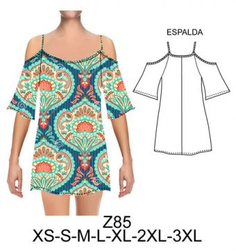 Z85 VESTIDO CON TIRANTE, HOMBRO DESCUBIERTO