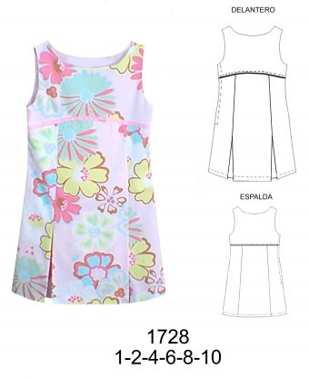 1728 VESTIDO SIN MANGAS CORTE SOBRE BUSTO CON VIVO