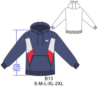 B13 POLERON LARGO CON GORRO CRUZADO, CON CORTES EN DELANTERO Y HOLGADO